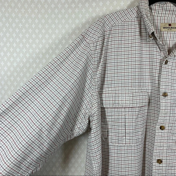 Woolrich White Red Micro Plaid Grid Button Down Ruby Shirt - Picture 4 of 8